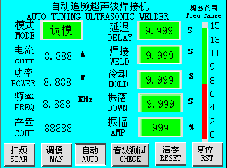 超聲波焊接機(jī)主顯示窗口功能說明